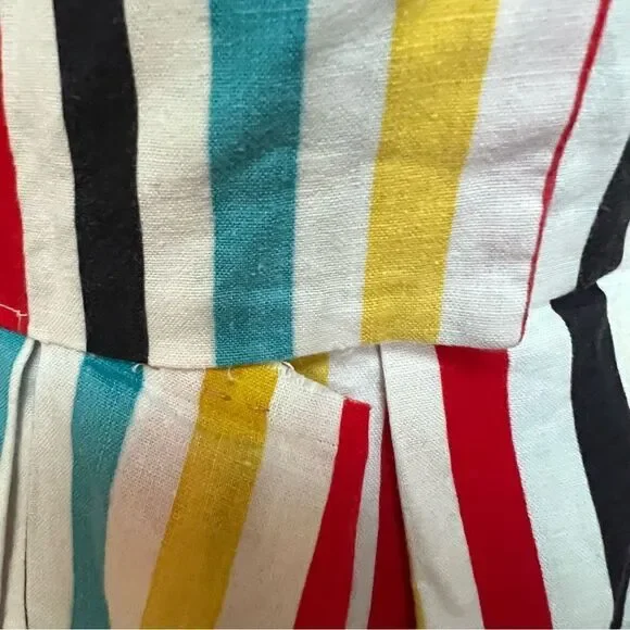 DREAMY Vintage 1950s Handmade One of a Kind Rainbow Shawl Collar Cotton Dress